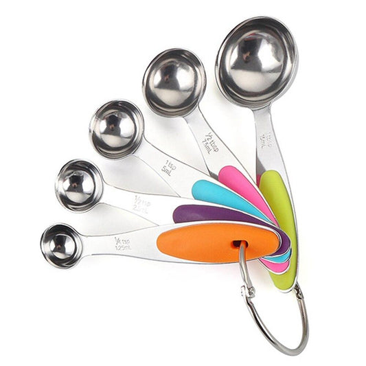 Steel Measuring Spoons Multi Color 5pcs Set