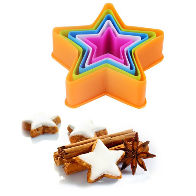 Star Pastry Cutter Plastic Multi Color 5pcs set