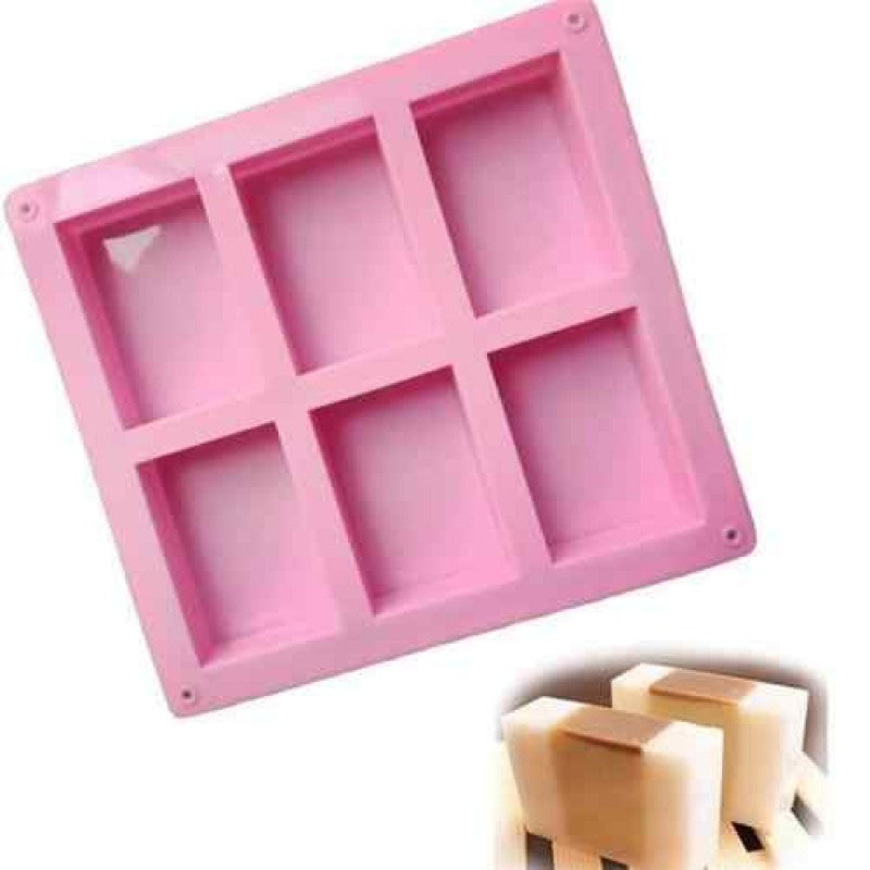 6 CAVITY LARGE RECTANGLE SILICONE SOAP MOLD TRAY
