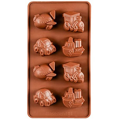 8 CAVITY CARS BOUTS TRAINS & PLANES SILICON CHOCOLATE MOLD