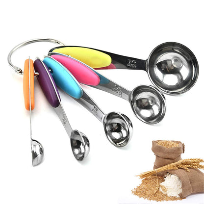 Steel Measuring Spoons Multi Color 5pcs Set