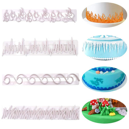 Grass Waves Fire Snow Fondant Cutter Set