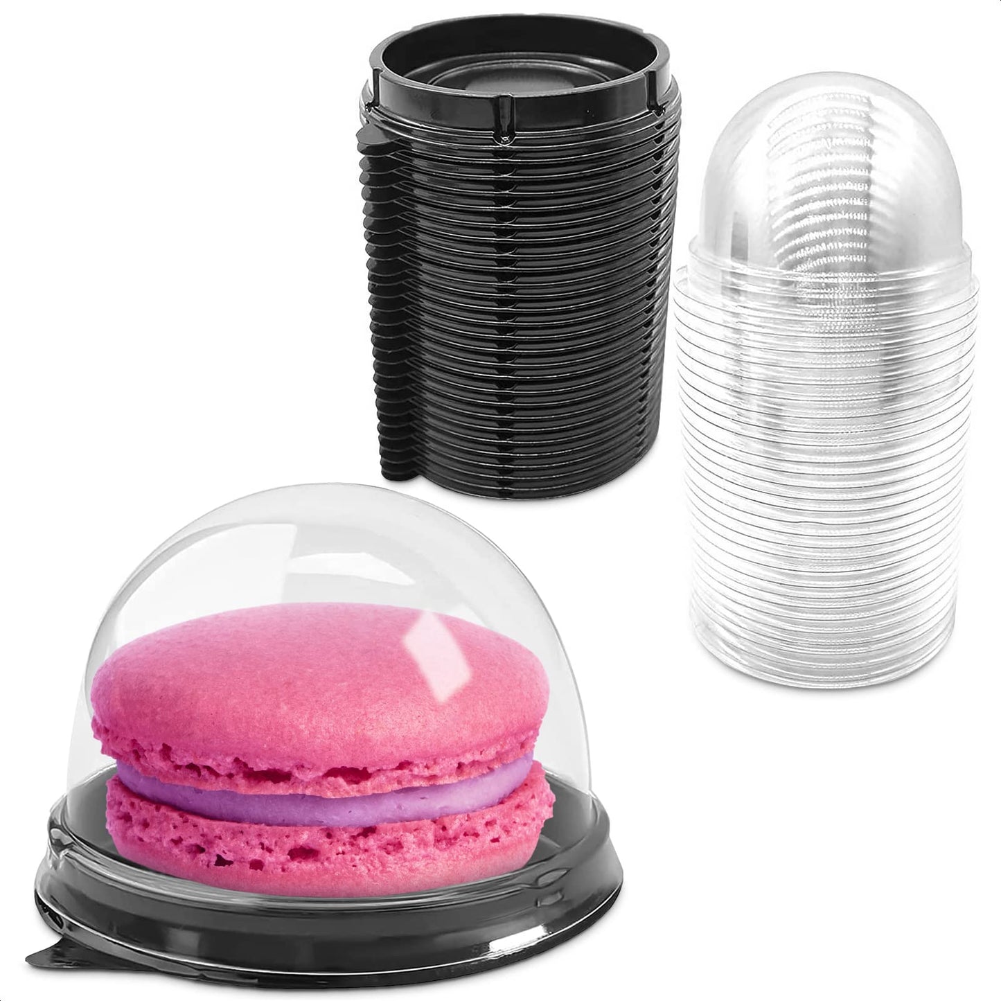Black Disposable Dome Lid Single Cupcake Box 50pcs Pack