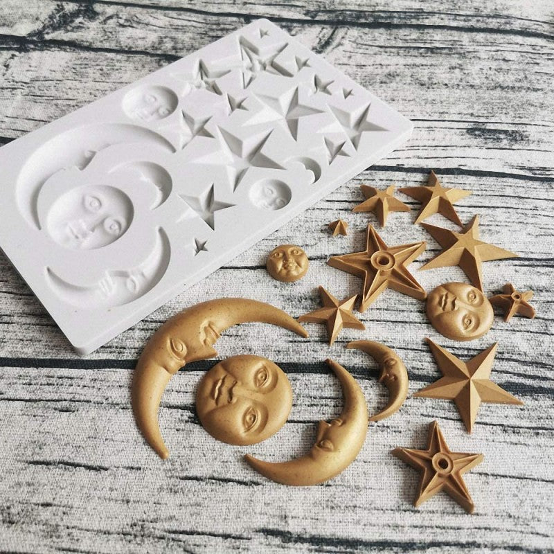 SILICON MOONS AND STAR FONDANT MOLD