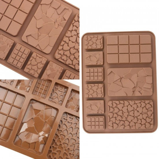 Multi Shapes Bars Silicon Chocolate Mold size 7" x 5"