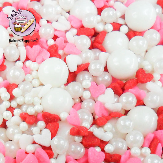 Candy Pop White Pearl Hearts