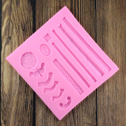 DIY Baroque Scroll Relief Cake Border Silicon Fondant Mold