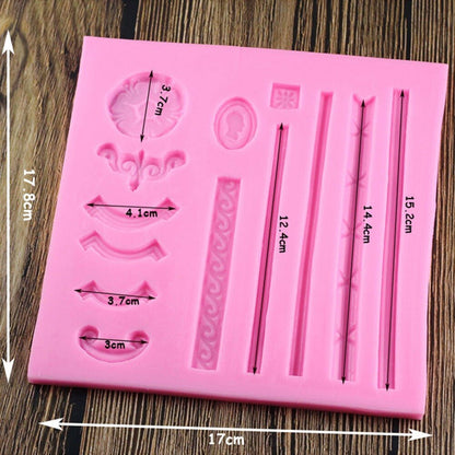 DIY Baroque Scroll Relief Cake Border Silicon Fondant Mold