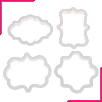 Vintage Plaque Cookie Frame Cutter 4pcs Set