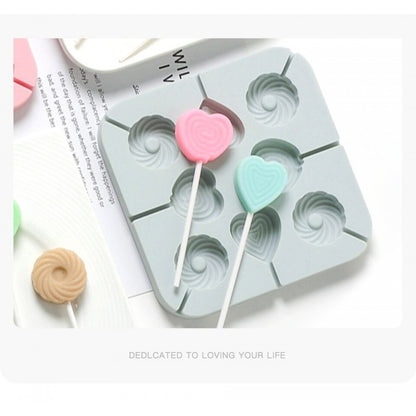 SILICON 3D HEART ROUND LOLLIPOP CANDY MOLD