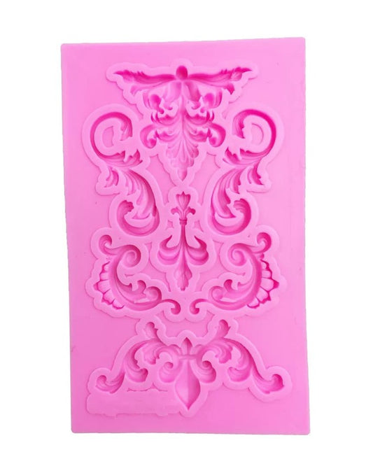 Ornate Leaf Frame Mold Victorian Scrollwork Flourish Silicone Fondant Mold