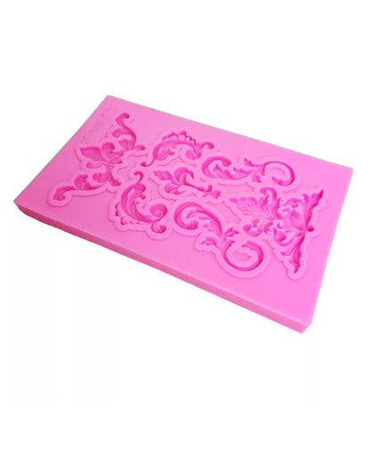 Ornate Leaf Frame Mold Victorian Scrollwork Flourish Silicone Fondant Mold