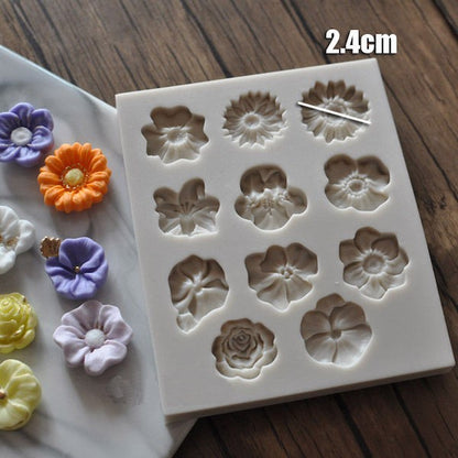 Silicon Multi Flowers New Fondant Mold