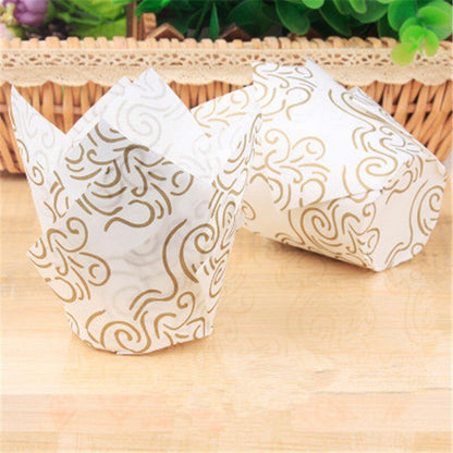 Golden White Tulip Liners 50pcs Pack