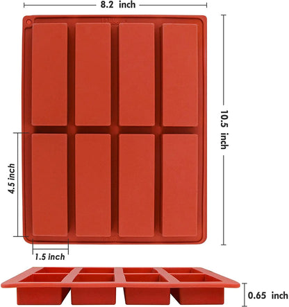 Silicon 8 Cavity Rectangle Tray size 1.5 x 4.5 inch