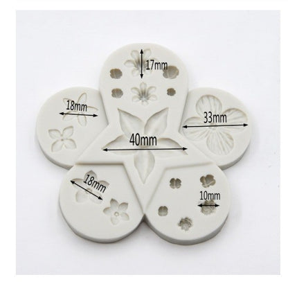 Silicon Penta Flowers Fondant Mold