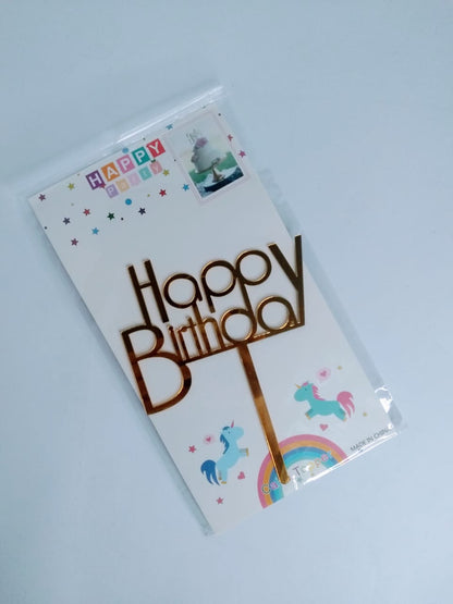 Express Golden Happy Birthday Cake Topper