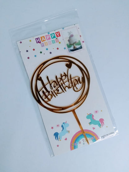 Express Golden Happy Birthday Cake Topper