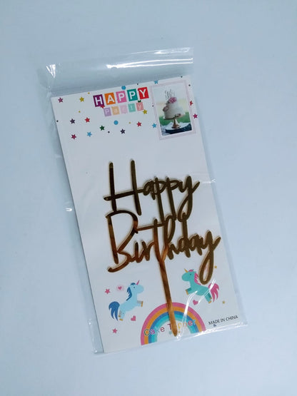 Express Golden Happy Birthday Cake Topper