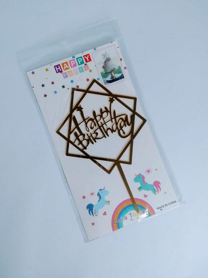 Express Golden Happy Birthday Cake Topper