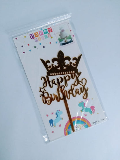 Express Golden Happy Birthday Cake Topper