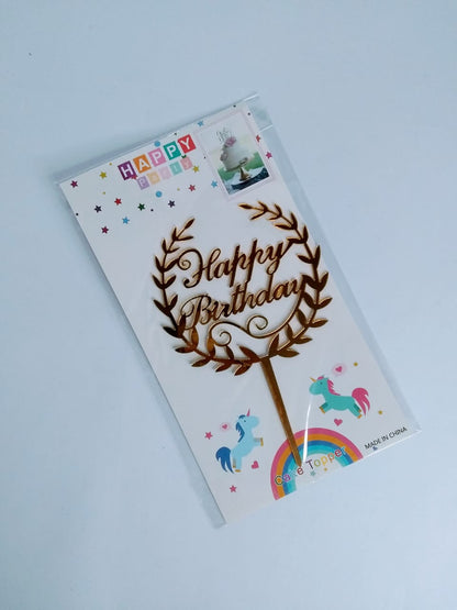 Express Golden Happy Birthday Cake Topper