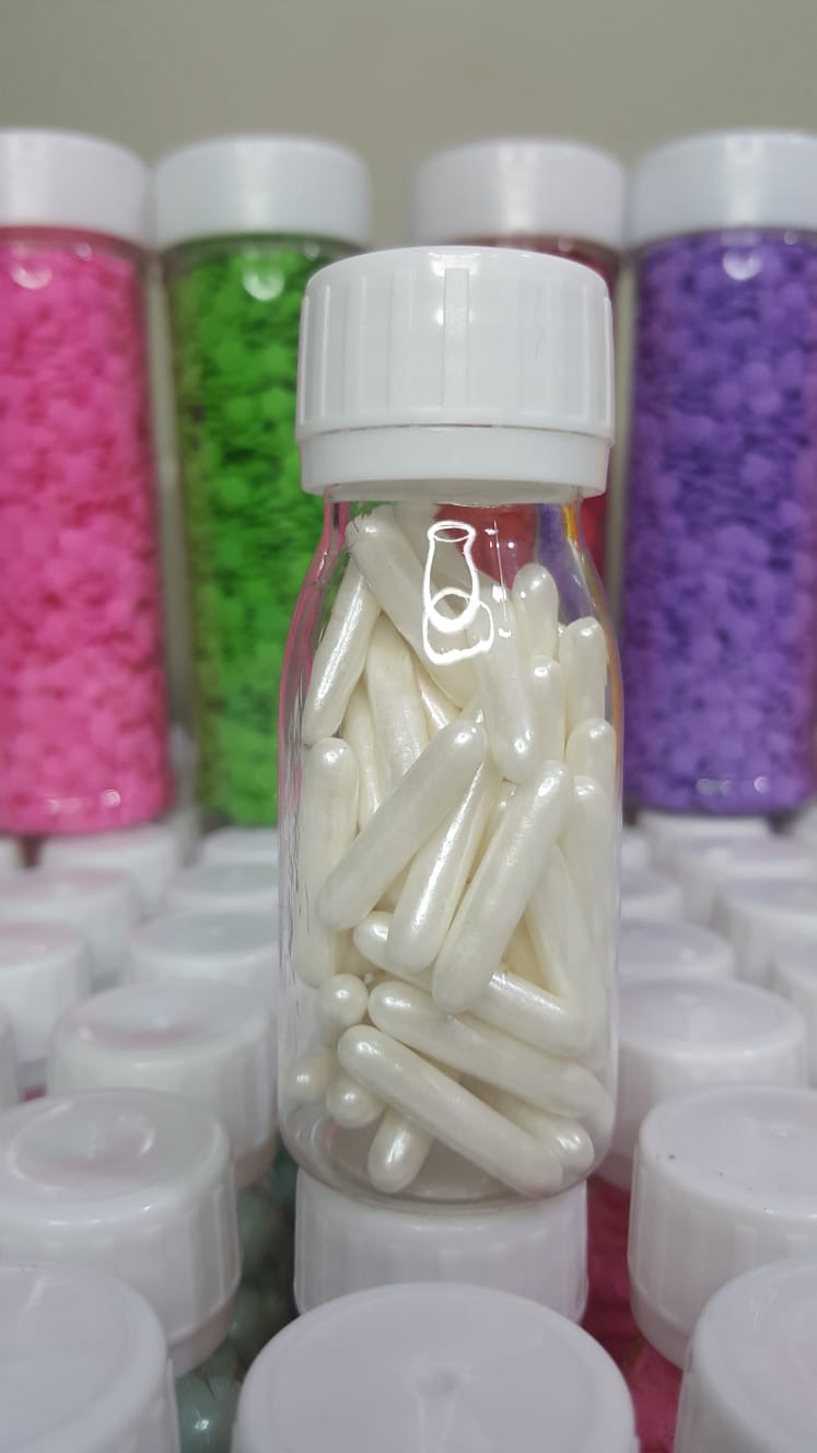 Metallic White Rods Sprinkle Confetti