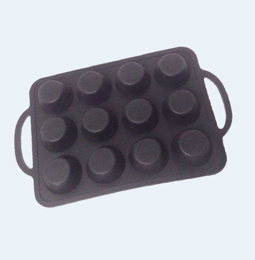 12 Cavity Muffin Pan Black Silicon Tray