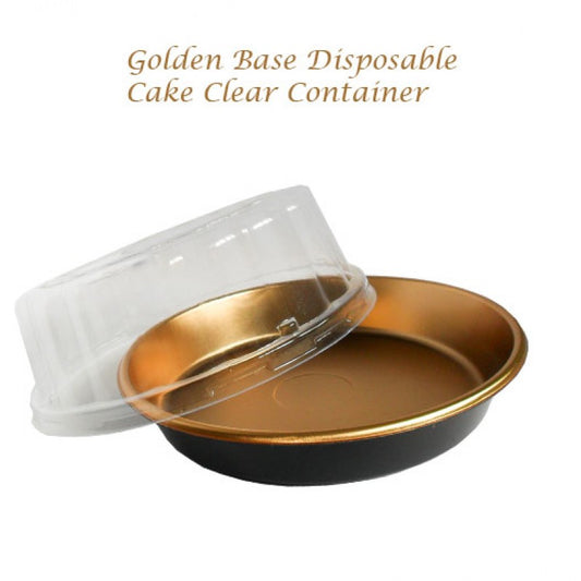 Golden Base Disposable Cake Clear Container