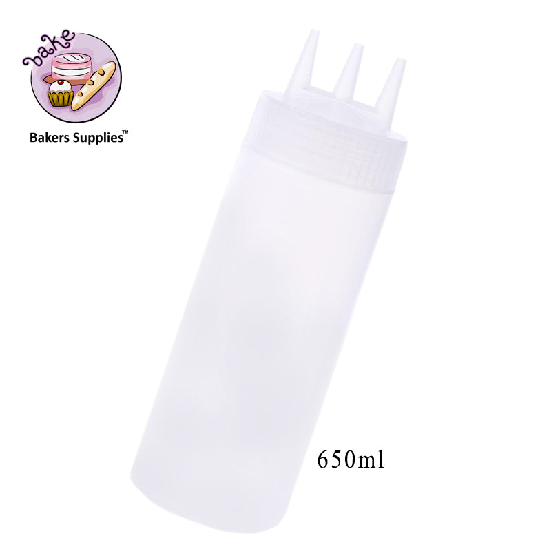 BT0223 - Transparent 3 Nozzle Squeeze Bottle 650ml