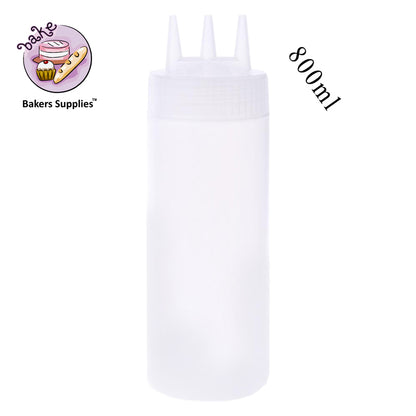 Transparent 3 Nozzle Squeeze Bottle 800ml