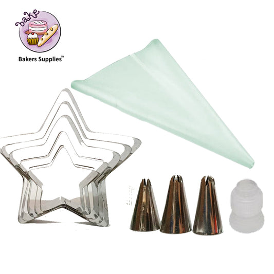 3 Nozzle with Coupler Piping bag and Star Cutter Set