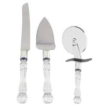 SS Pizza Cutter & Server Set Acrylic Handle