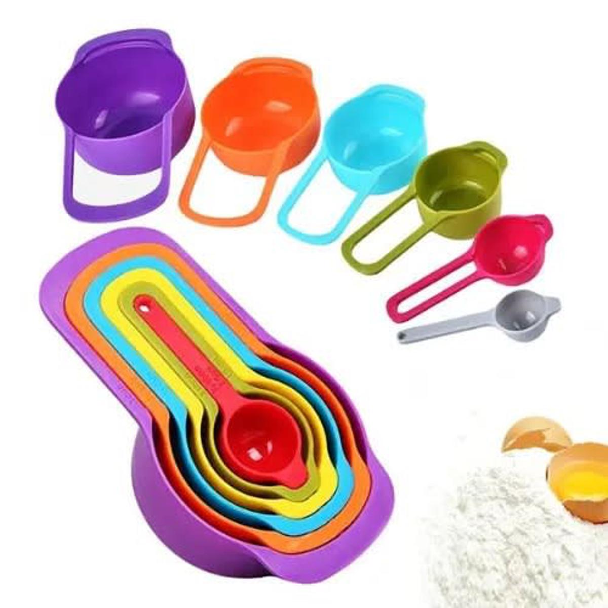 Measuring Cups & Spoons Set 6 Pcs Multi Color