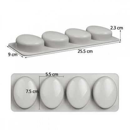 SILICONE 4 CAVITY OVAL SHAPE SOAP MOLD