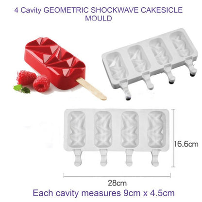 SILICON 4 CAVITY GEOMETRIC SHOCKWAVE CAKESICLE MOLD