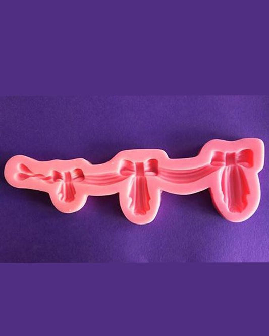 Silicon 3 Cavity Bow Banner Fondant Mold