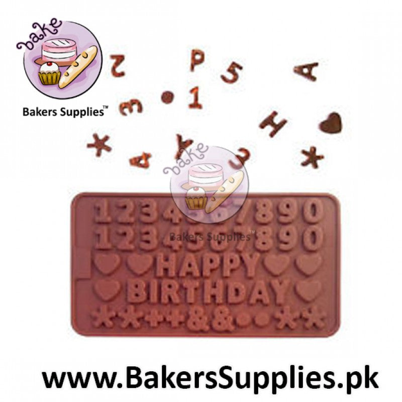 NUMBER & HAPPY BIRTHDAY CHOCOLATE MOLD SIZE 8 INCH X 4.5 INCH
