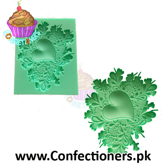 Silicon Heart Lace Fondant Mold