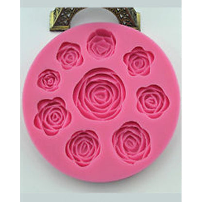 SILICONE FONDANT LOVELY ROSE MOLD 9 CAVITY