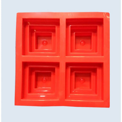 4 CAVITY 3 TIER SQUARE MINI CAKE SILICON MOLD