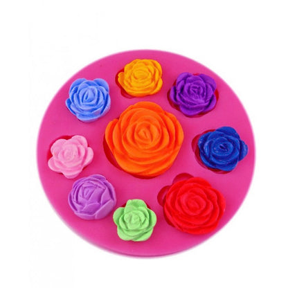 SILICONE FONDANT LOVELY ROSE MOLD 9 CAVITY