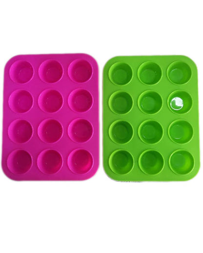 12 Cavity Silicon Bite Cupcake Tray 1.4" Bottom