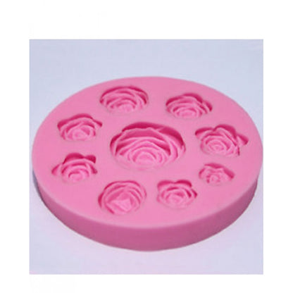 SILICONE FONDANT LOVELY ROSE MOLD 9 CAVITY