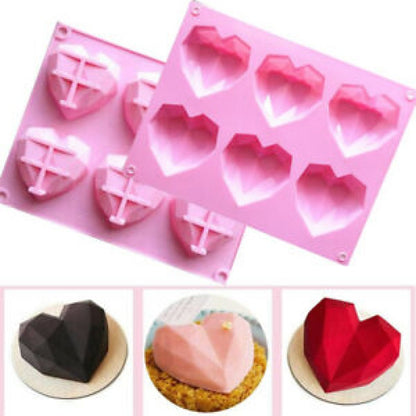 SILICON MINI 3D HEART PINATA CAKE MOLD 6 CAVITY