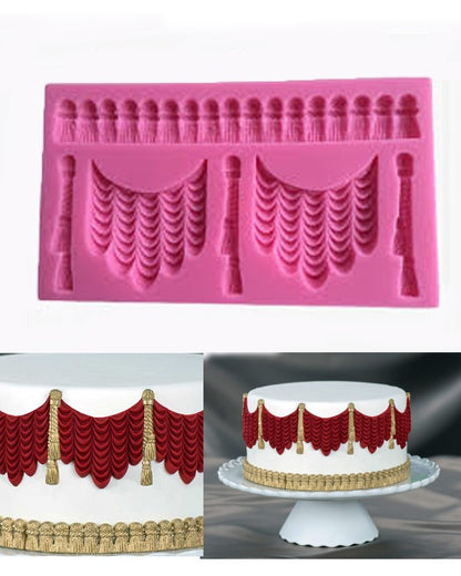 SILICON LARGE CURTAIN RUFFLE FONDANT MOLD