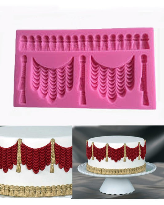 SILICON LARGE CURTAIN RUFFLE FONDANT MOLD