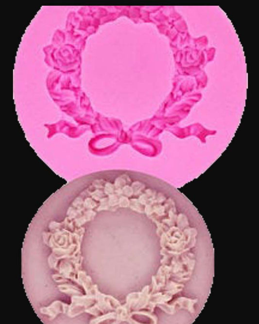 SILICON ROUND FRAME FLORAL FONDANT MOLD