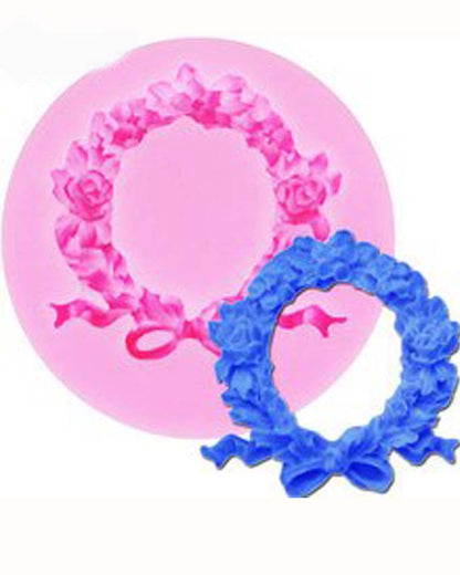 SILICON ROUND FRAME FLORAL FONDANT MOLD