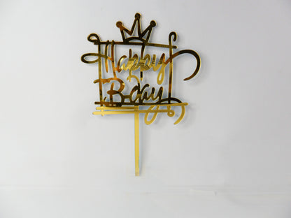 Express Golden Happy Birthday Cake Topper